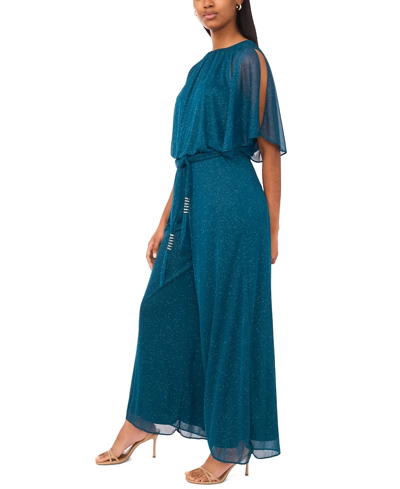 Msk Women's Slit Sleeve Knit Woven Jumpsuit