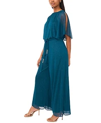 Msk Women's Slit Sleeve Knit Woven Jumpsuit