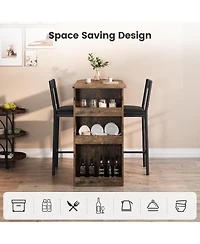 gaomon Bar Table and Chairs Set for 2, Pub Table and Chairs Set, 3 Piece Table Set with Three Tier Storage Shelf for Living Room, Dining Room, Small A