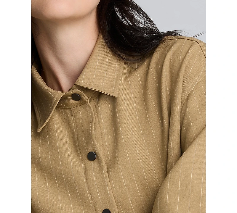 Kenneth Cole Juniors' Drop Shoulder Pinstripe Boyfriend Top