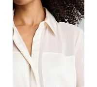 Kenneth Cole Women's' Button-Front Collar Neck Shirt