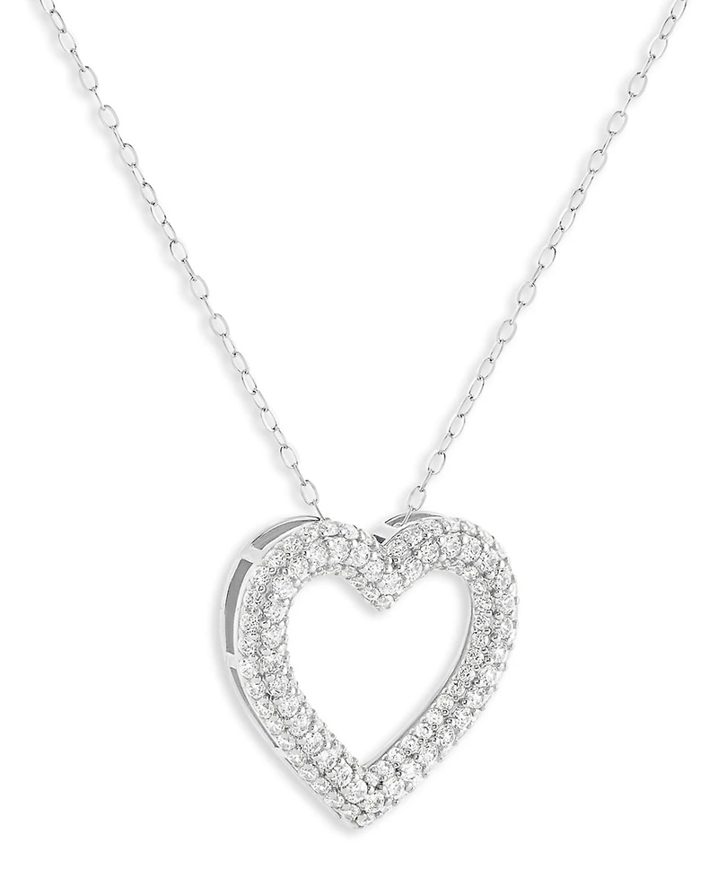 Holiday Lane Sterling Silver Pave Heart Pendant Necklace, Macy's Exclusive