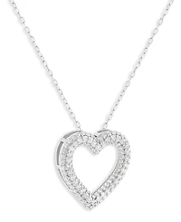 Holiday Lane Sterling Silver Pave Heart Pendant Necklace, Macy's Exclusive