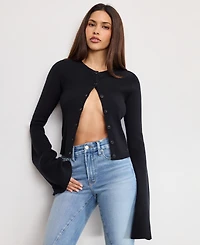 Good American Women's Bell Sleeve Knit Cardigan Sweater