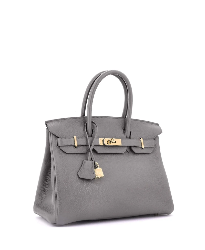 Pre-Owned Hermes Birkin 30 Handbag Grey Togo with Gold Hardware