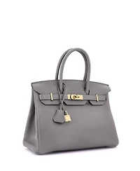 Pre-Owned Hermes Birkin 30 Handbag Grey Togo with Gold Hardware