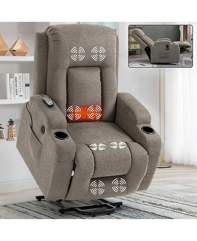 Clihome Infinite Position Single Motor Up to 350 Lbs Power Lift Recliner Chair for Elderly Heavy Duty Motion Mechanism with 8 Point Vibration Massage
