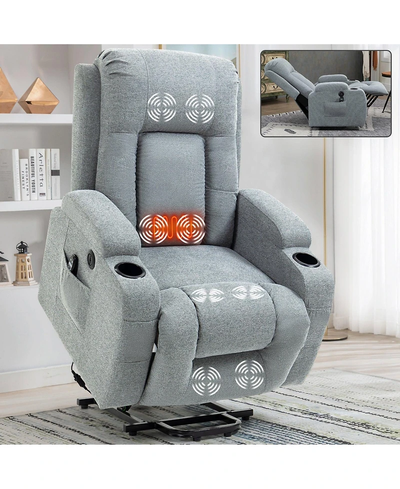Clihome Infinite Position Single Motor Up to 350 Lbs Power Lift Recliner Chair for Elderly Heavy Duty Motion Mechanism with 8 Point Vibration Massage