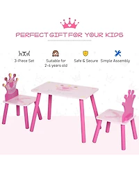 Qaba 3 Piece Kids Table and Chair Set,
