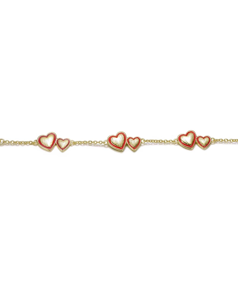 GiGiGirl 14K Gold Plated with Red Enamel Heart Bracelet
