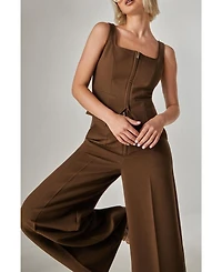 Nasty Gal Women's Tailored Zip Front Wide Leg Pants