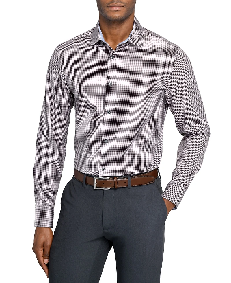 ConStruct Men's Spread Collar Plaid Dress Shirt