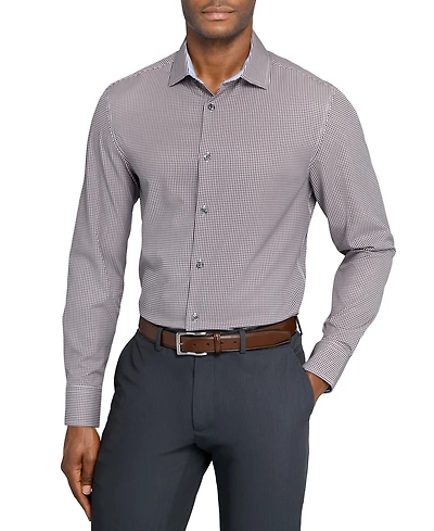 ConStruct Men's Spread Collar Plaid Dress Shirt