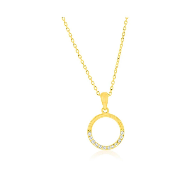 Simona Sterling Silver, Polished & Cz Circle Necklace Earrings Set