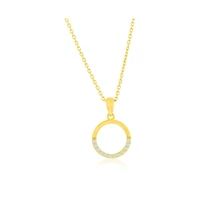 Simona Sterling Silver, Polished & Cz Circle Necklace Earrings Set