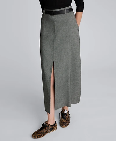 Kenneth Cole Women's Herringbone Side Zipper Midi Skirt