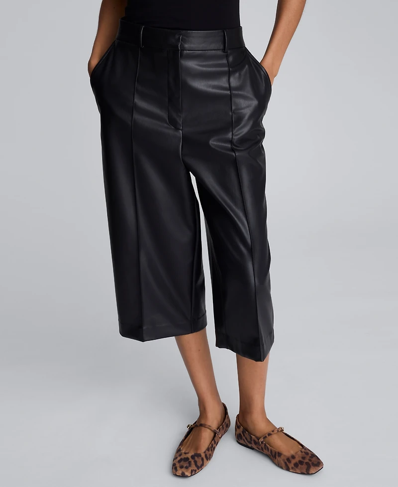 Kenneth Cole Women's High Rise Pintuck Cropped Capris Pants