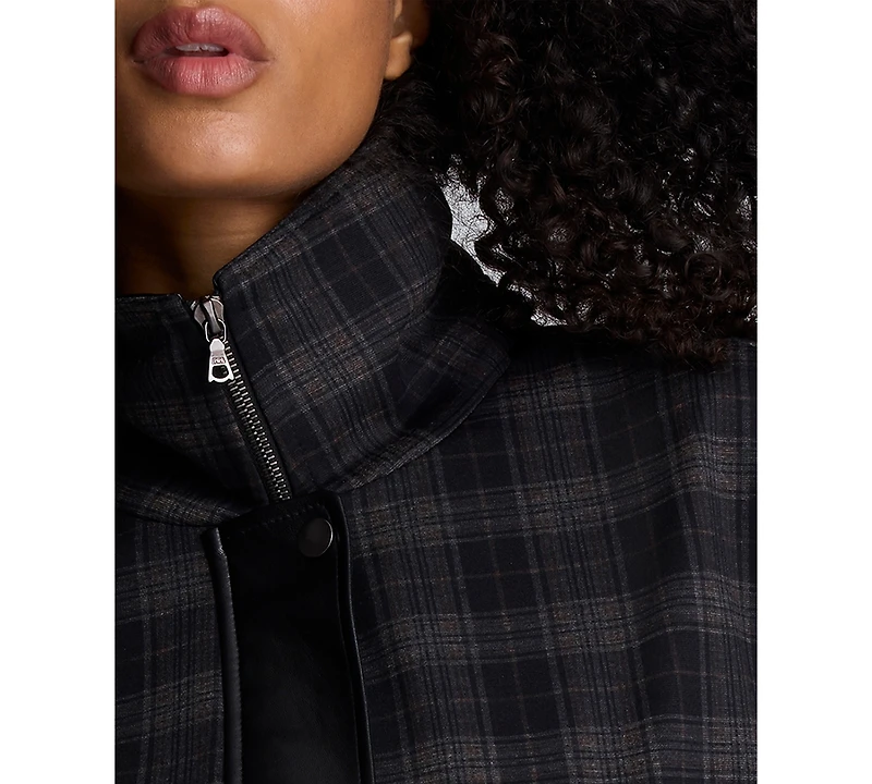 Kenneth Cole Women's Plaid Pattern Cropped Jacket
