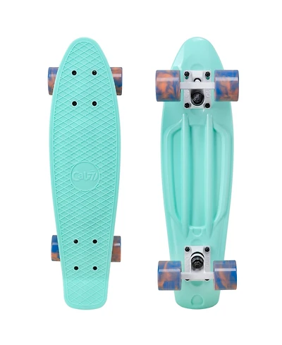 Cal 7 22 Inch Mini Cruiser Skateboard - Oceanic with Swirl Wheels