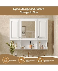 Slickblue Wall-Mount Medicine Cabinet with Mirror and Open Storage for Bathroom