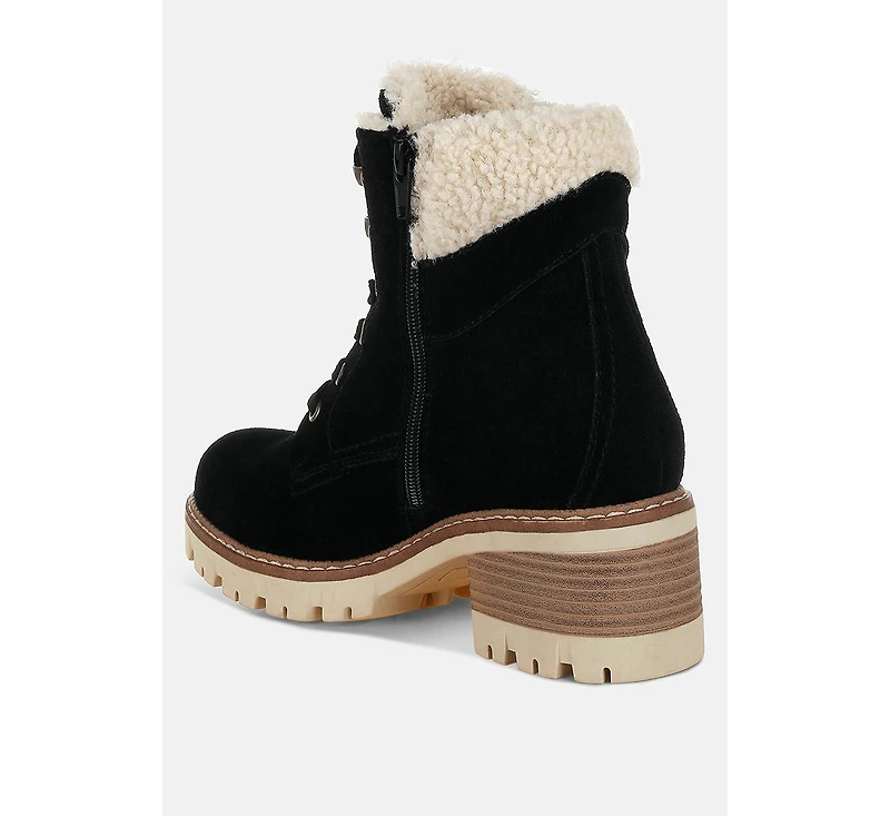 Madoka Fur Collar Chunky Ankle Boots Women