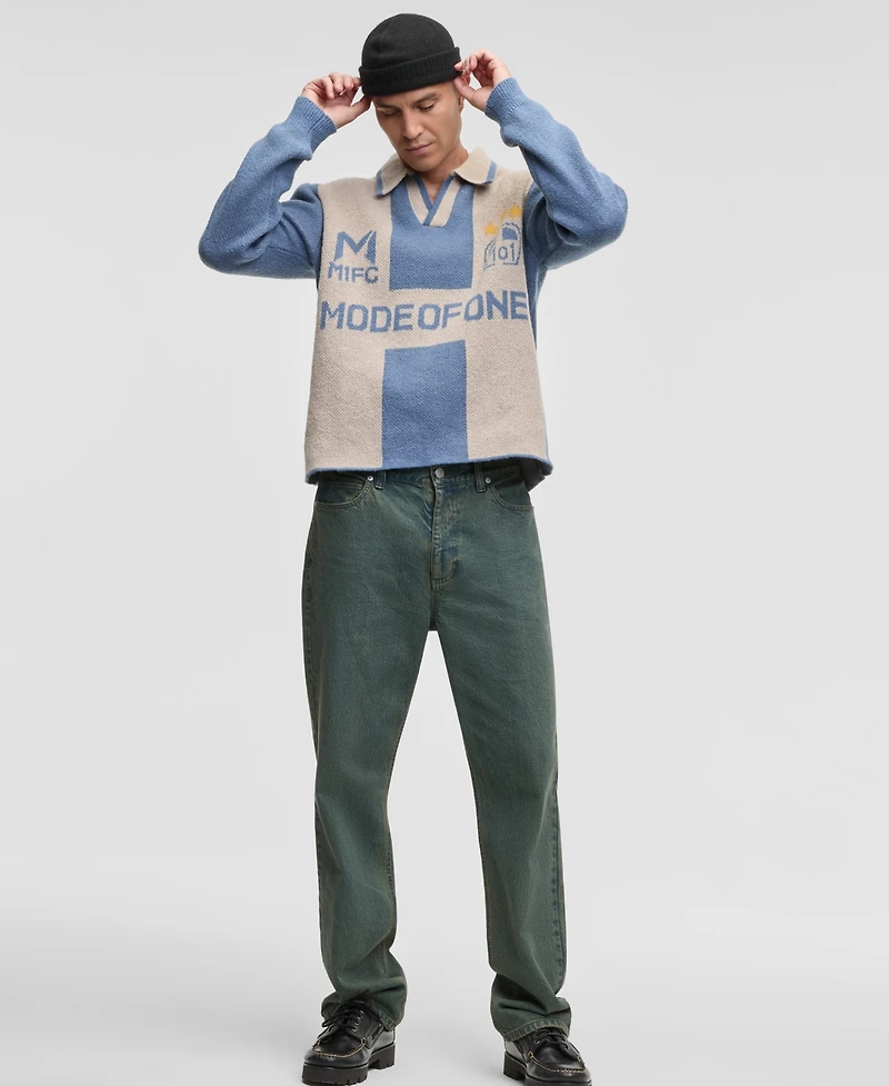 Mode of One Men's Logo Johnny Collared Sweater, Macy's Exclusive