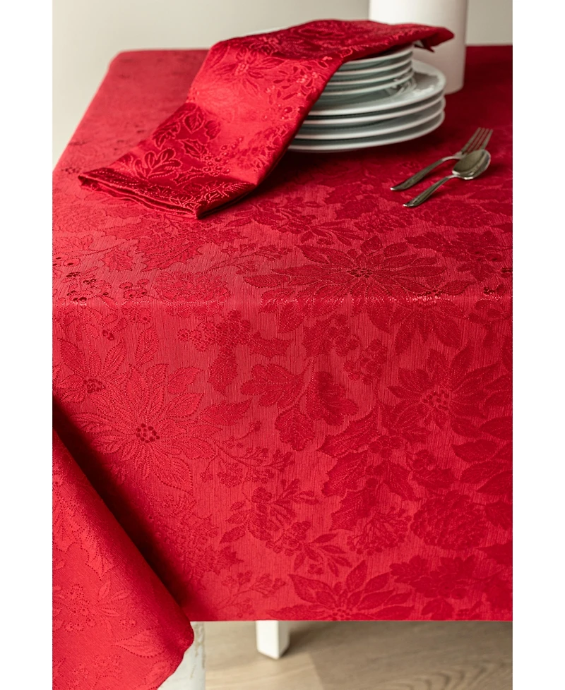 Benson Mills Poinsettia Foliage 60" x 84" Raised Jacquard Tablecloth