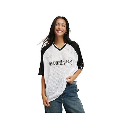 Cotton On Women's Oversized V Neck Raglan Jersey