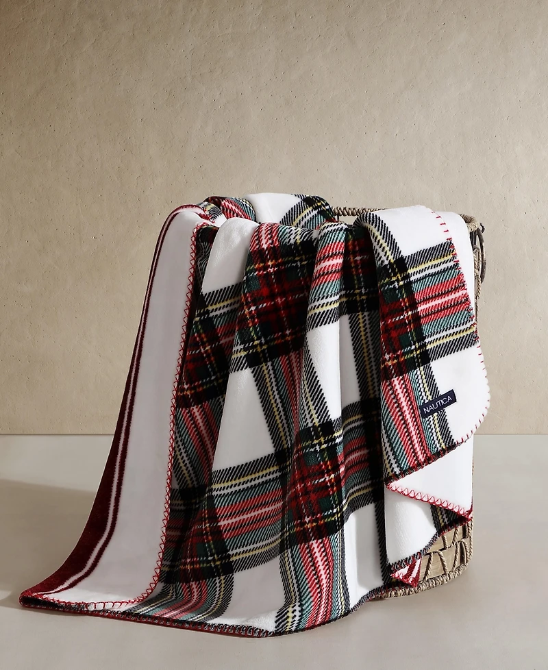 Nautica Printed Reversible Lush Throw, 70" x 50"