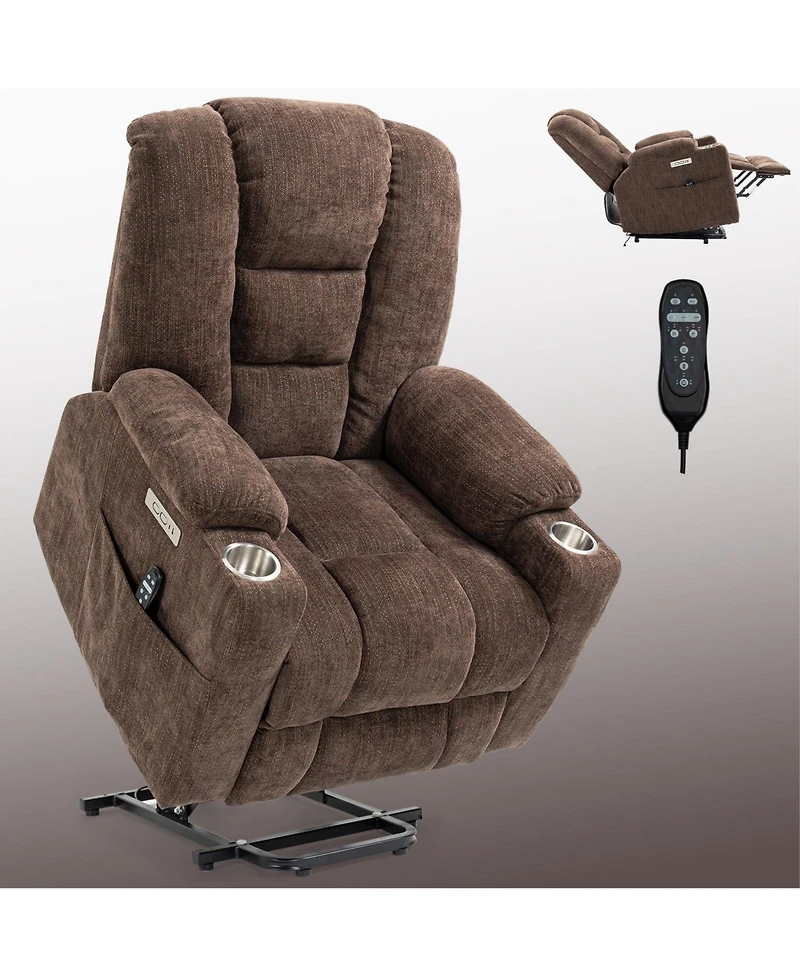 Clihome Large Power Lift Recliner Chair with Massage and Heat for Elderly Overstuffed Wide Recliners Heavy Duty Motion Mechanism Usb Type C P