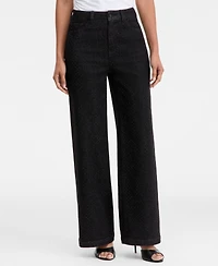 I.n.c. International Concepts Women's High-Rise Wide-Leg Embellished Jeans, Macy's Exclusive