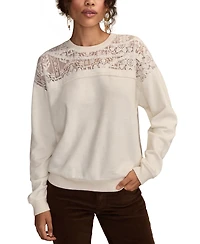 Lucky Brand Women's Lace Detail Long Sleeve Top