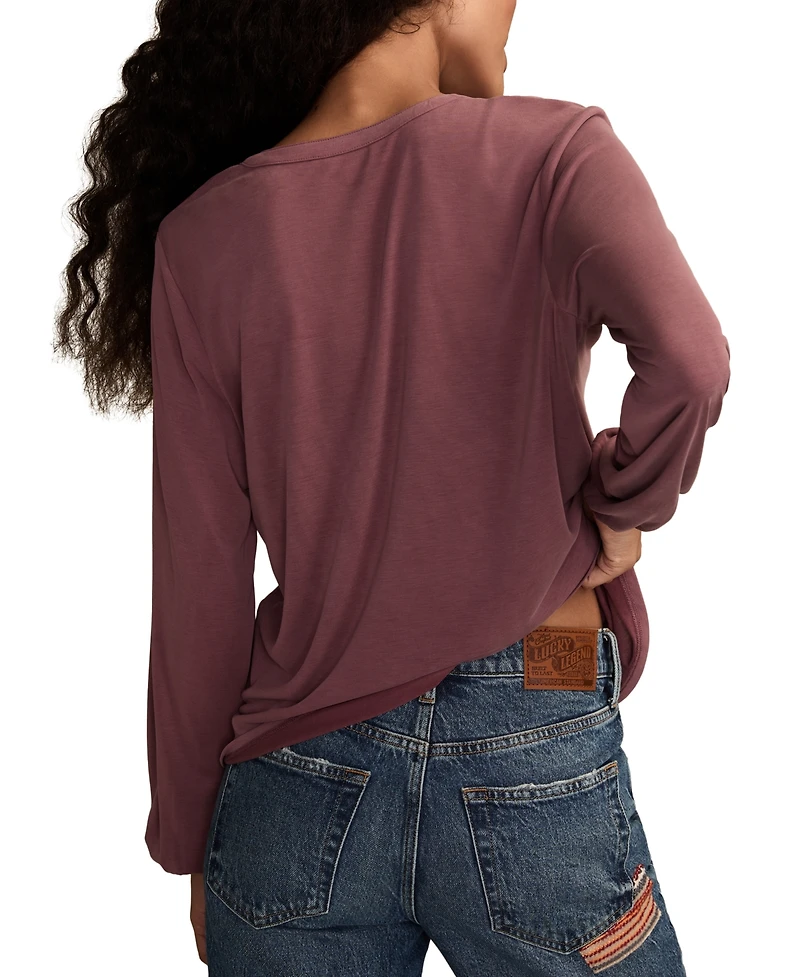 Lucky Brand Women's Sandwash Long Sleeve Top