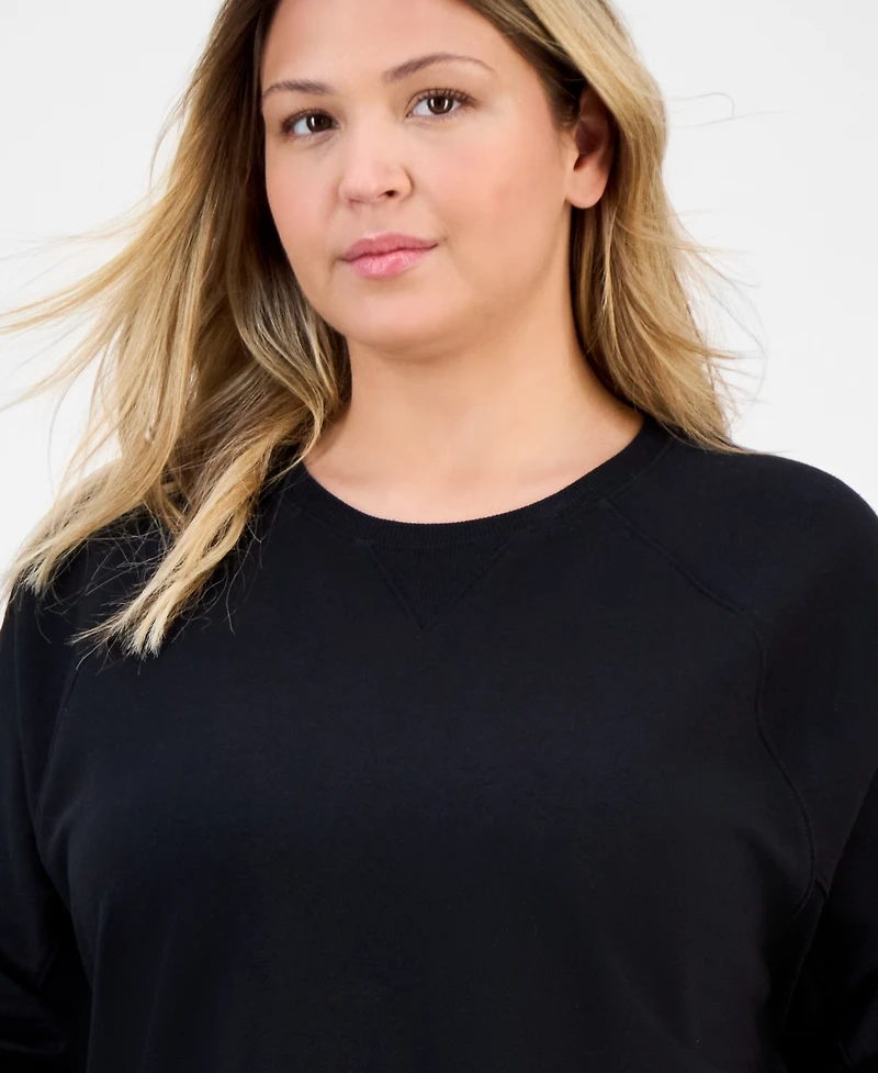 Id Ideology Plus Crewneck Raglan-Sleeve Tunic Top, Macy's Exclusive