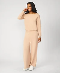 Cable & Gauge Boat Neck Top Wide Leg Pant Lounge Set