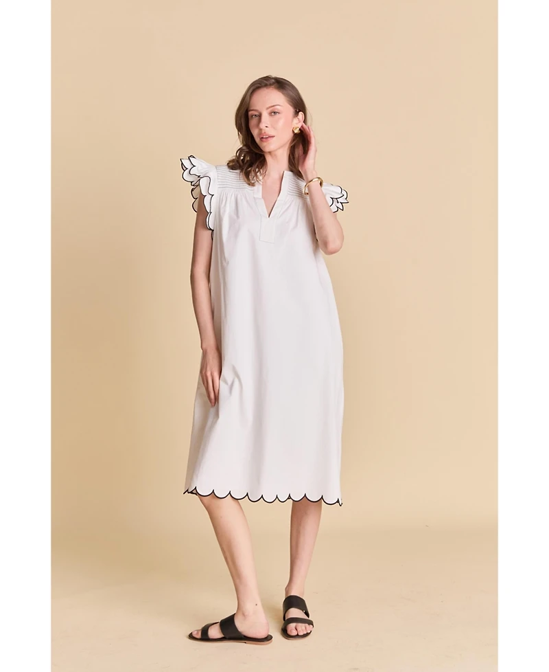 English Factory Women's Scallop Midi Dress