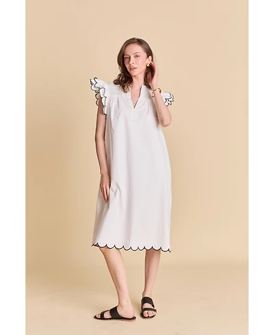 English Factory Women's Scallop Midi Dress