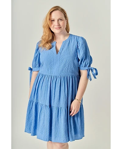 English Factory Plus Gingham Tiered Mini Dress
