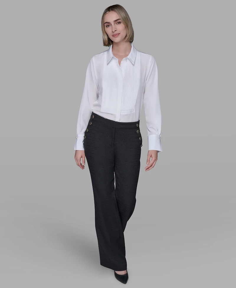 Karl Lagerfeld Paris Women's Mid-Rise Flared Pants