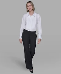 Karl Lagerfeld Paris Women's Mid-Rise Flared Pants