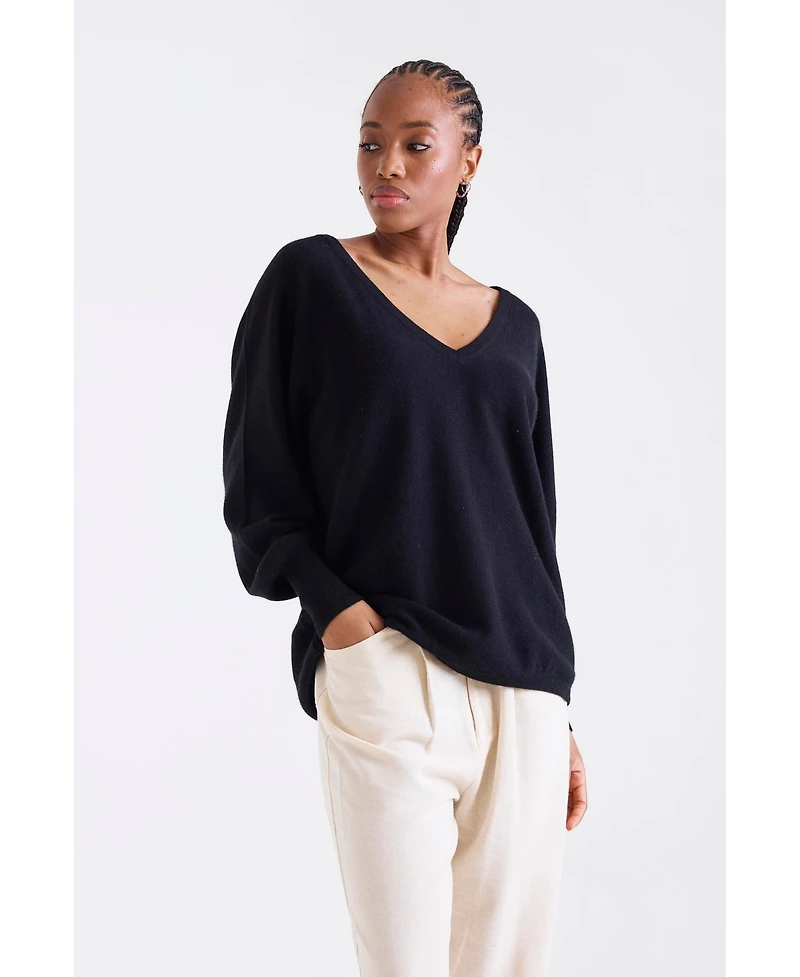 1982 Women's Paros Poncho V-Neck Cashmere Sweater