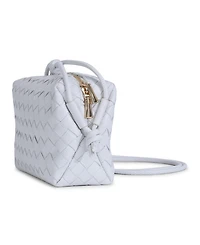 Women's White Woven Leather Crossbody Bag