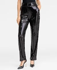 I.n.c. International Concepts Women's Sequin Straight-Leg Pants, Macy's Exclusive