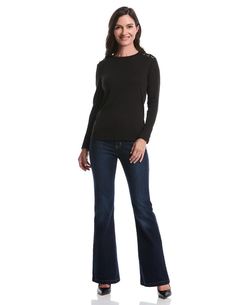 Rafaella Petite Laced Long Sleeve Top
