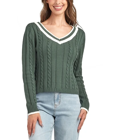 Bcx Juniors' V-Neck Long Sleeve Sweater