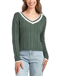 Bcx Juniors' V-Neck Long Sleeve Sweater