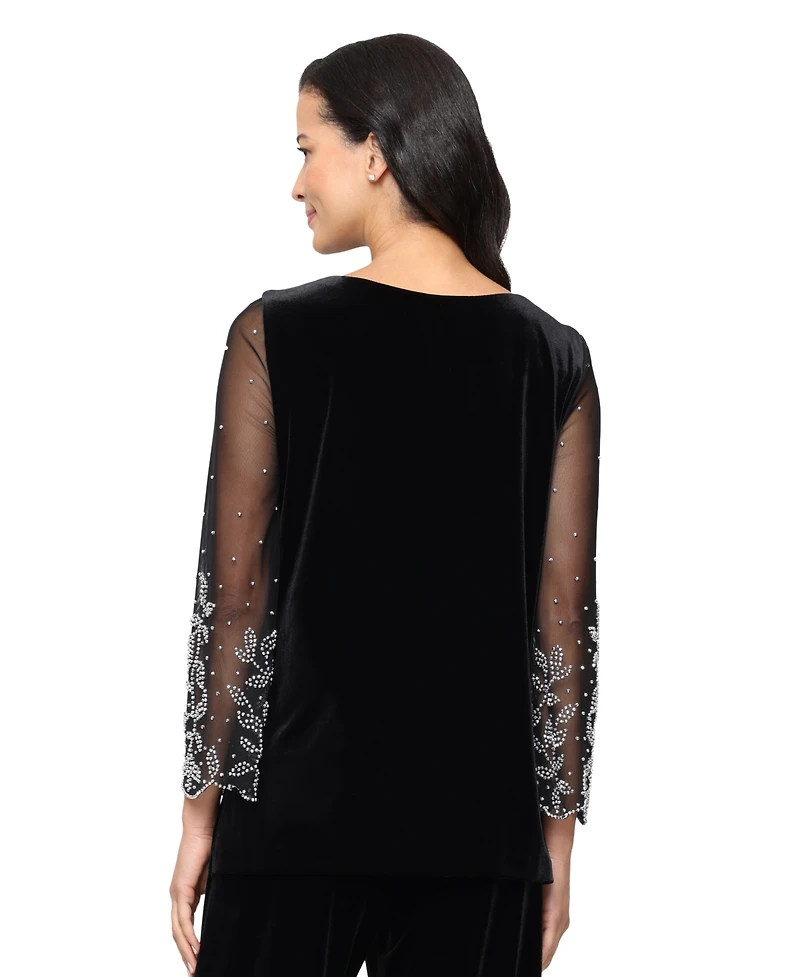 Alex Evenings Women's 3/4-Sleeve Velvet Blouse