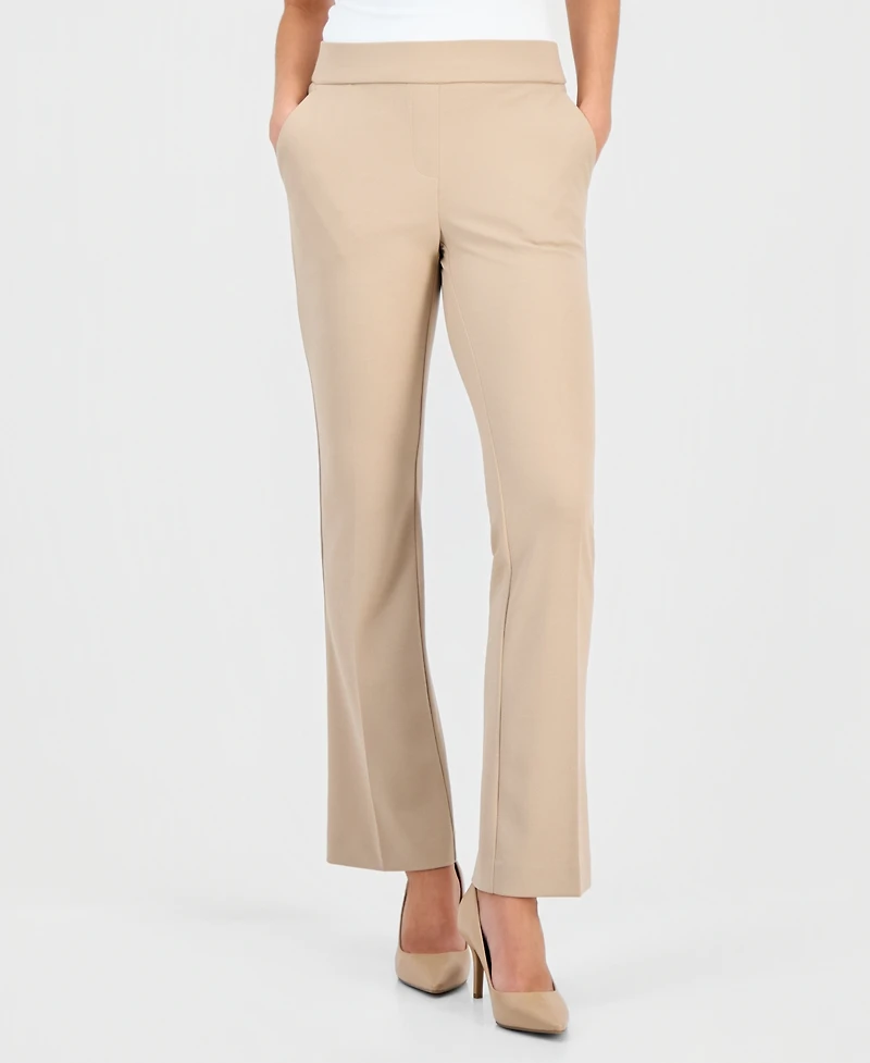Ak Anne Klein Plus Mid-Rise Pull-On Straight Pants