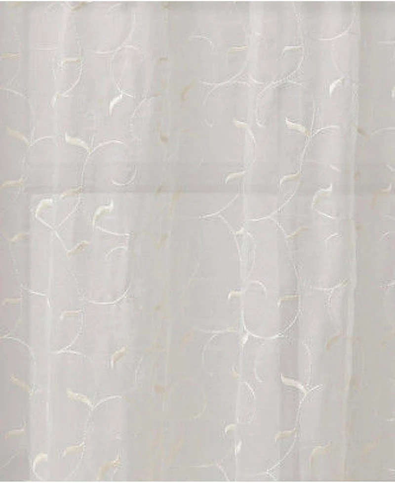 Kate Aurora Living Complete 4 Piece Linen Leaf Embroidered Kitchen Curtain Set - 58 in. W x 36 L, Gold