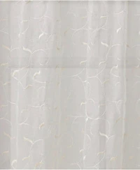 Kate Aurora Living Complete 4 Piece Linen Leaf Embroidered Kitchen Curtain Set - 58 in. W x 36 L, Gold